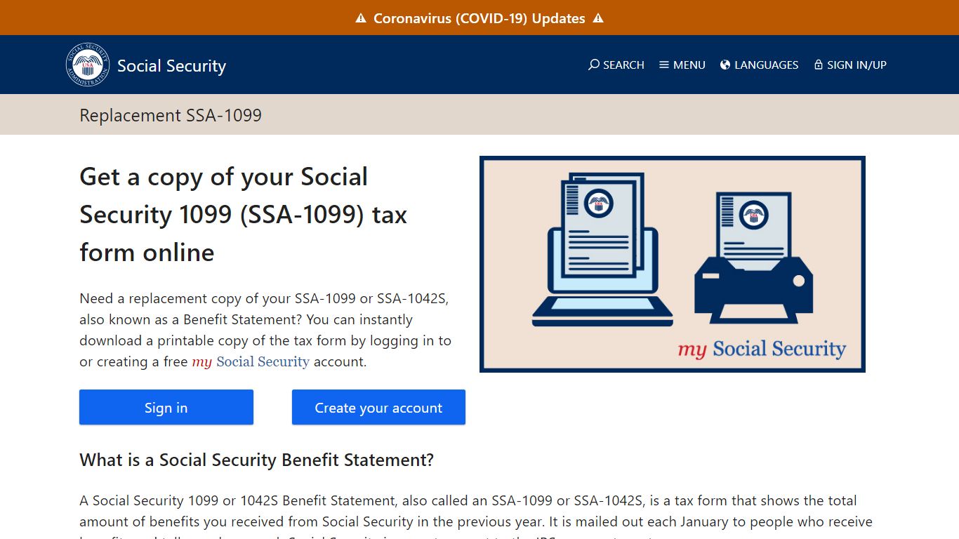 Replacement SSA-1099 | SSA - Social Security Administration